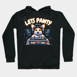 Lets pawty dj corgi Hoodie